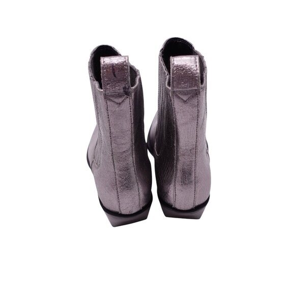 LN Seychelles Women's Metallic Hold Me Down Ankle Boots Sz 6 Silver Square Toe - Picture 3 of 9